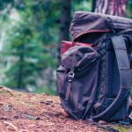 Bushcraft,,Olive,Green,Backpack,In,Nature,,With,Axe,And,Sheath,