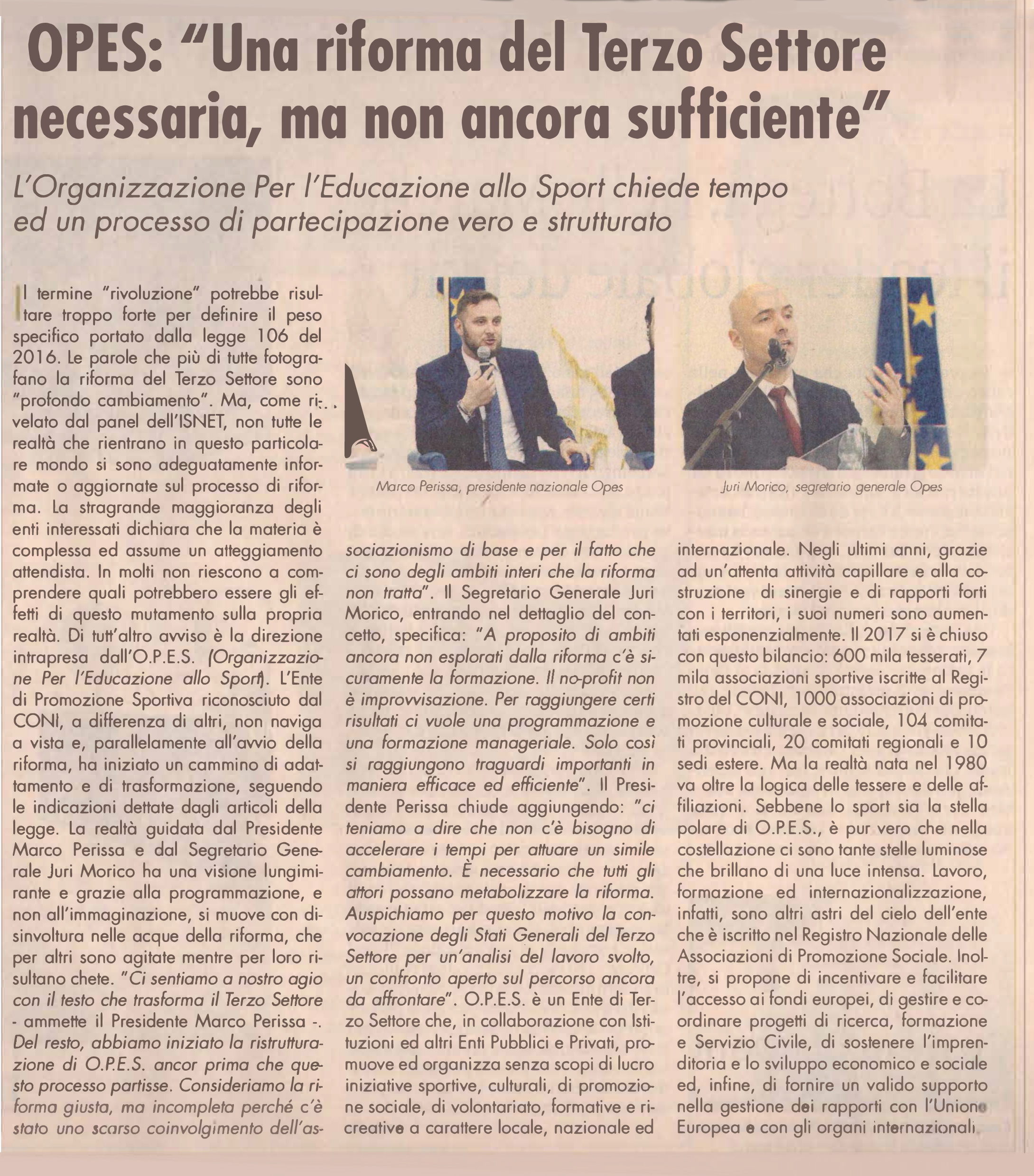 Scopri di più sull'articolo Rassegna Stampa – Il Sole 24 Ore – O.P.E.S. sul terzo settore