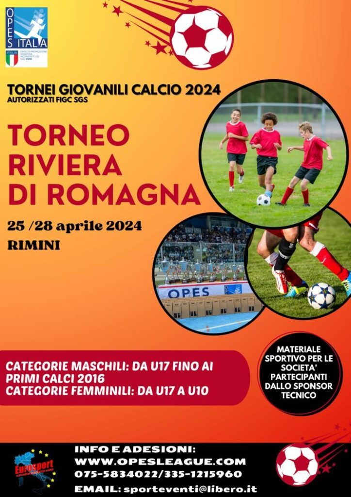 Torneo Riviera di Romagna, dal 25 al 28 aprile a Riccione va in campo il meglio del calcio giovanile