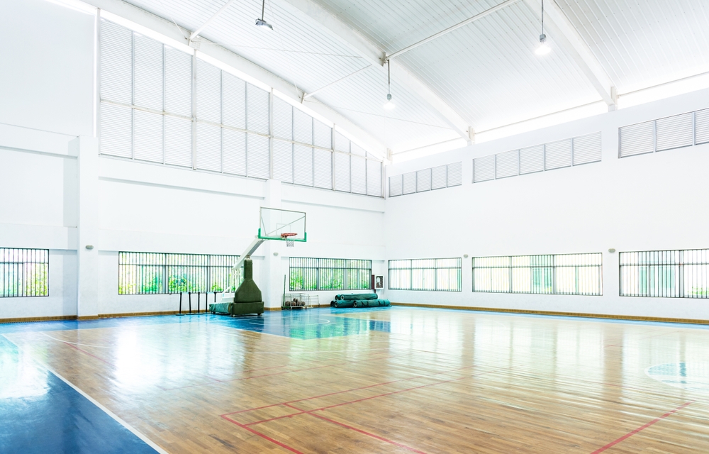 Empty,Basketball,Court,In,A,School,Gym