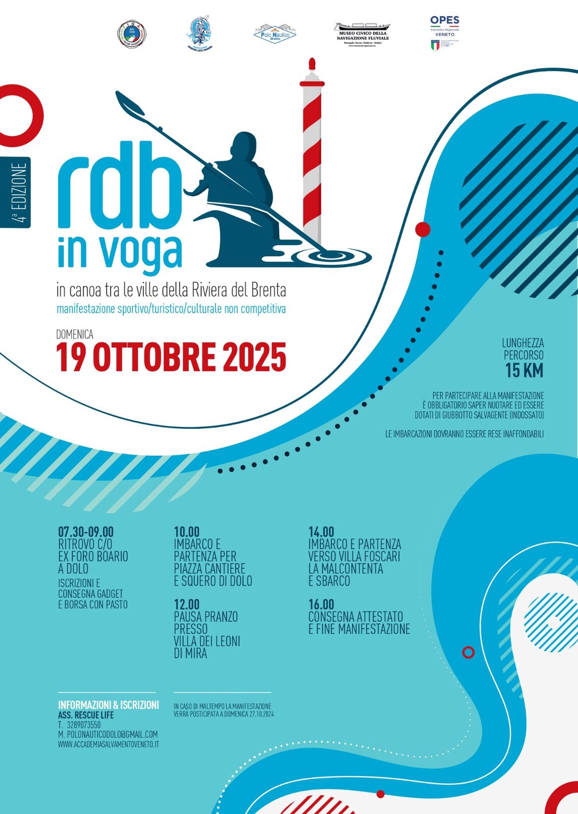 locandina Manifestazione sportivo culturale "Riviera del Brenta in Voga" 2025 - Polo Nautico di Dolo