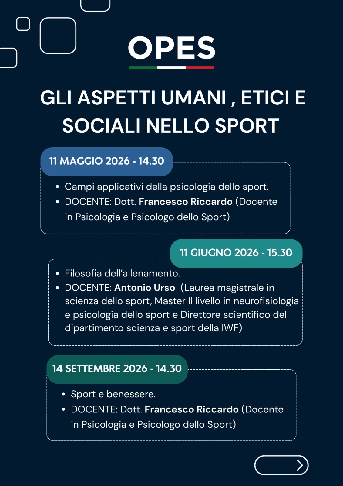 "Gli aspetti umani, etici e sociali nello sport": in arrivo un nuovo ciclo di 6 webinar