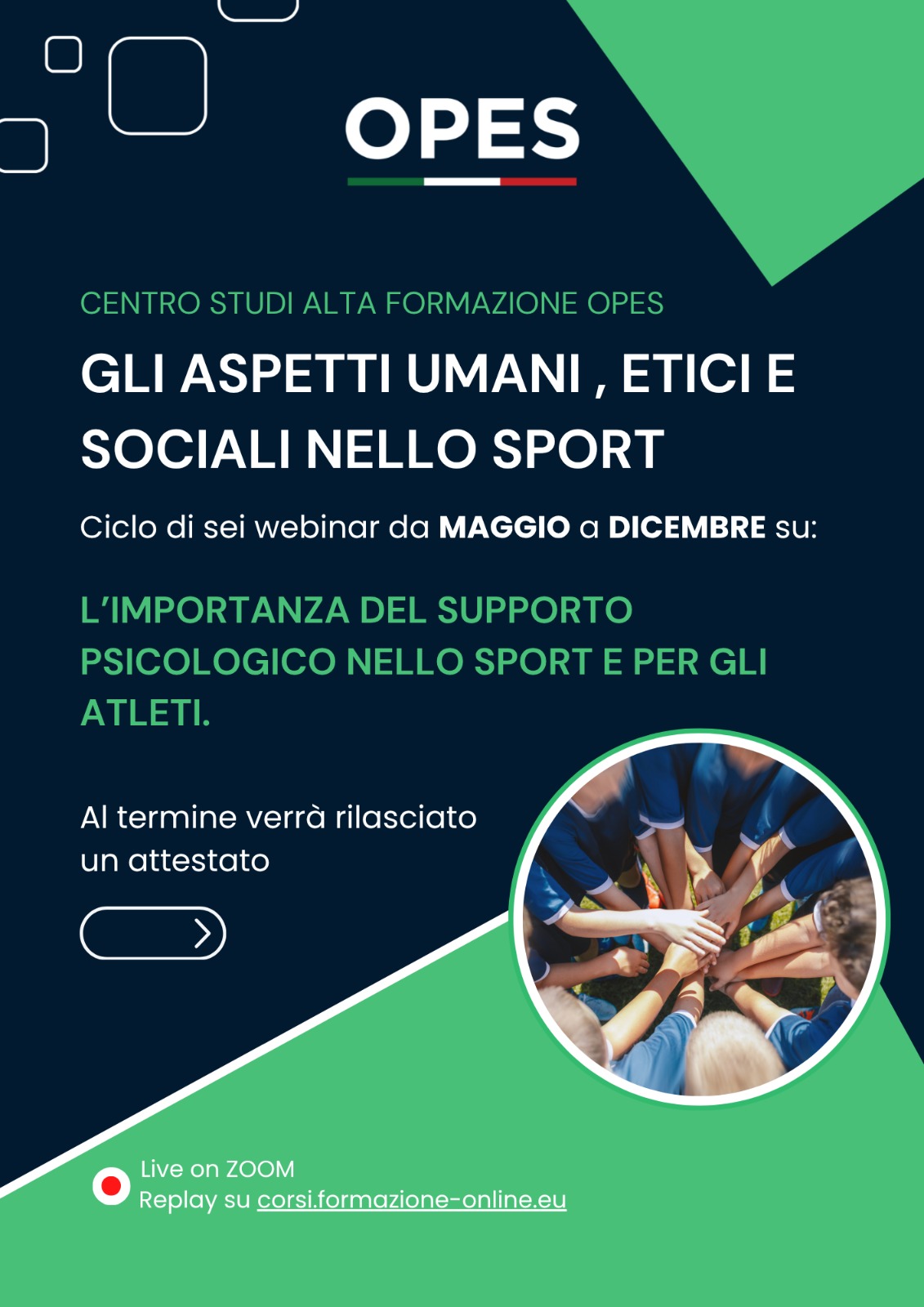 "Gli aspetti umani, etici e sociali nello sport": in arrivo un nuovo ciclo di 6 webinar
